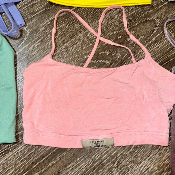 Lot Small 6x Girly Tank Crop Tops Set White Pink Purple Yellow Blouse Backless - Picture 4 of 8
